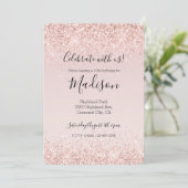 Girly Glam Blush Pink Glitzer Sparkle Einladung (Stehend Vorderseite)