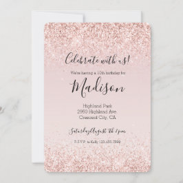 Girly Glam Blush Pink Glitzer Sparkle Einladung