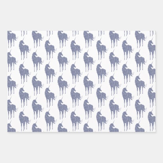 Girly Glam Blush Pink Lila Einhorn Glitzer Geschenkpapier Set (Vorderseite 2)