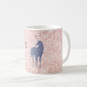 Girly Glam Blush Pink Lila Einhorn Glitzer Kaffeetasse (VorderseiteRechts)