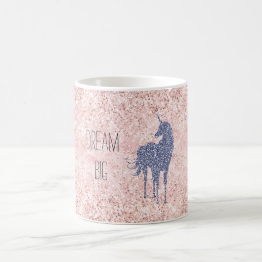 Girly Glam Blush Pink Lila Einhorn Glitzer Kaffeetasse (Mittel)