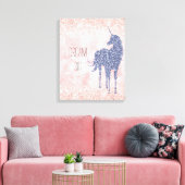 Girly Glam Blush Pink Lila Einhorn Glitzer Leinwanddruck (Insitu (Wohnzimmer))
