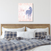Girly Glam Blush Pink Lila Einhorn Glitzer Leinwanddruck (Insitu (Schlafzimmer))