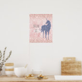 Girly Glam Blush Pink Lila Einhorn Glitzer Poster (Küche)