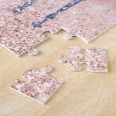 Girly Glam Blush Pink Lila Einhorn Glitzer Puzzle (Seite)