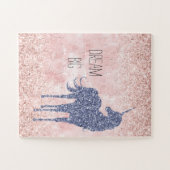 Girly Glam Blush Pink Lila Einhorn Glitzer Puzzle (Horizontal)
