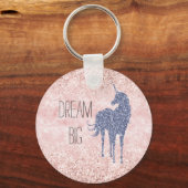 Girly Glam Blush Pink Lila Einhorn Glitzer Schlüsselanhänger (Vorderseite)