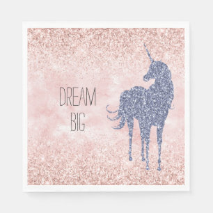 Girly Glam Blush Pink Lila Einhorn Glitzer Serviette