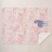 Girly Glam Blush Pink Lila Einhorn Glitzer Sherpadecke (Vorderseite (Horizontal))