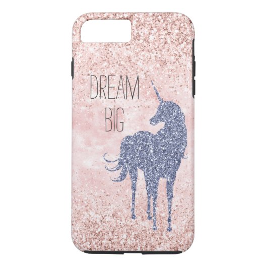 Girly Glam Blush Pink Lila Unicorn Glitzer Case-Mate iPhone Hülle (Rückseite)