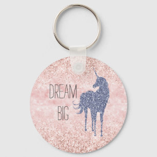 Girly Glam Blush Pink Lila Unicorn Glitzer Schlüsselanhänger