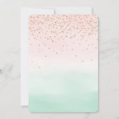 Girly Glam Blush Pink Mint Gold Sparkle Confetti Einladung (Rückseite)