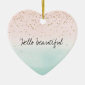 Girly Glam Blush Pink Mint Gold Sparkle Confetti Keramik Ornament (Vorne)