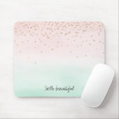 Girly Glam Blush Pink Mint Gold Sparkle Confetti Mousepad (Mit Mouse)
