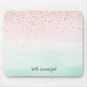 Girly Glam Blush Pink Mint Gold Sparkle Confetti Mousepad (Vorne)