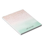 Girly Glam Blush Pink Mint Gold Sparkle Confetti Notizblock (angewinkelt)