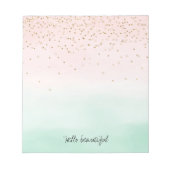 Girly Glam Blush Pink Mint Gold Sparkle Confetti Notizblock (Vorderseite)