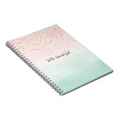 Girly Glam Blush Pink Mint Gold Sparkle Confetti Notizblock (Rechte Seite)