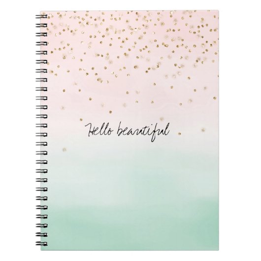 Girly Glam Blush Pink Mint Gold Sparkle Confetti Notizblock (Vorderseite)