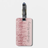 Girly Glam Blush Pink Rose Gold Glitzer Tropfen Na Gepäckanhänger (Rückseite vertikal)
