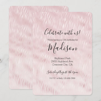 Girly Glam Blush Pink Zebra Print Einladung