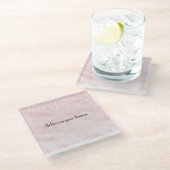 Girly Glam Blush Pink Zebra Print Glasuntersetzer (Schrägansicht)