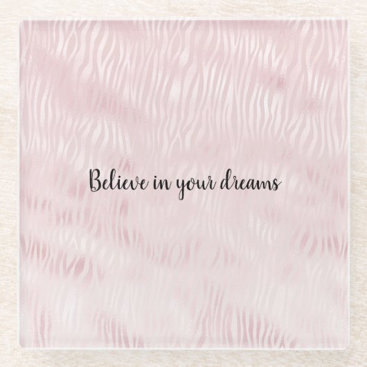 Girly Glam Blush Pink Zebra Print Glasuntersetzer (Vorderseite)