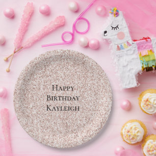 Girly Glam Blush Rosa Glitter Geburtstag Pappteller