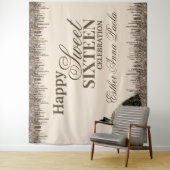 Girly Glam Brown Funkelnd Tropfen Sweet 16 Birthda Wandteppich (Beispiel)