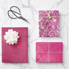 Girly Glam Chic Pink Brautparty Geschenkpapier Set