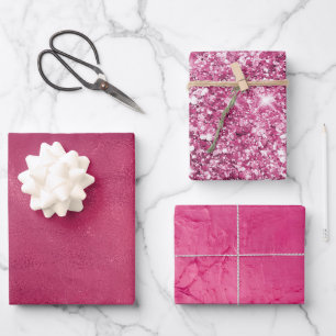 Girly Glam Chic Pink Brautparty Geschenkpapier Set