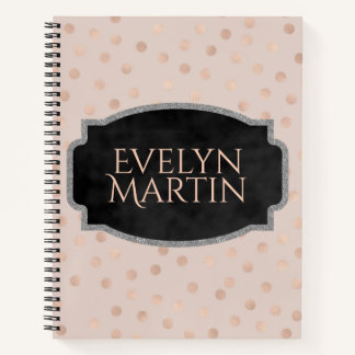 Girly Glam Confetti Dots Rose Notizbuch