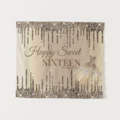 Girly Glam Glitzer Tropfens Spark Sweet 16 Geburts Wandteppich (Vorderseite (Horizontal))