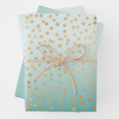 Girly Glam Gold Confetti Mint Ombre Geschenkpapier Set (Beispiel)