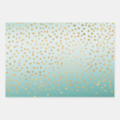 Girly Glam Gold Confetti Mint Ombre Geschenkpapier Set (Vorderseite)