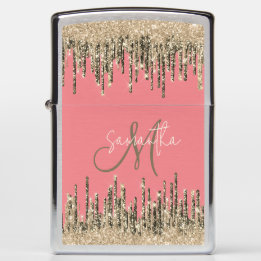 Girly Glam Gold Glittery Tropfens Monogram