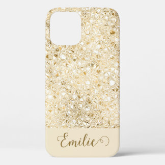 Girly Glam Gold Glitzer Monogram Name Script Case