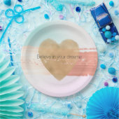 Girly Glam Gold Herzstück Peach Blush Gefärbte Kra Pappteller (Party)