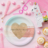 Girly Glam Gold Herzstück Peach Blush Gefärbte Kra Pappteller (Party)