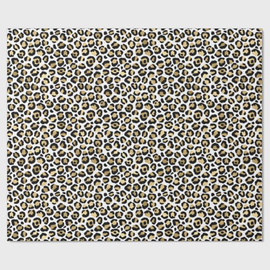 Girly Glam Gold Leopard Print  Geschenkpapier (Flach)