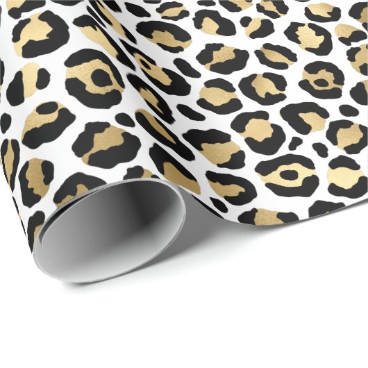 Girly Glam Gold Leopard Print Geschenkpapier (Rolleneckpunkt)