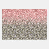Girly Glam Gold Leopard Print Glitzer funkeln Geschenkpapier Set (Vorderseite 3)