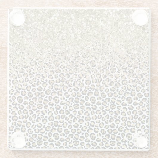 Girly Glam Gold Leopard Print Glitzer funkeln Glasuntersetzer (Rückseite)