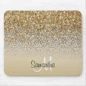 Girly Glam Gold Leopard Print Glitzer Monogram Mousepad (Vorne)