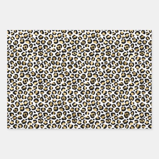 Girly Glam Gold Leopard Print Glitzer Sparkone  Geschenkpapier Set (Vorderseite 2)