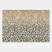 Girly Glam Gold Leopard Print Glitzer Sparkone Geschenkpapier Set (Vorderseite)