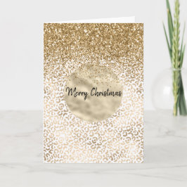 Girly Glam Gold Leopard Print Glitzer Sparkone Karte