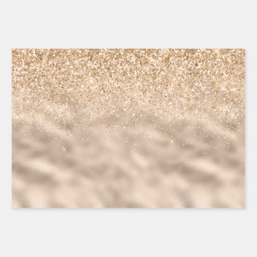 Girly Glam Gold Liebe Peace Glitzer Leopard Print Geschenkpapier Set (Vorderseite 2)