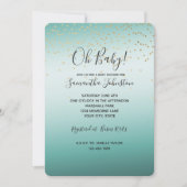 Girly Glam Gold Mini Confetti Mint Ombre Einladung (Vorderseite)