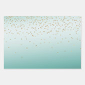 Girly Glam Gold Mini Confetti Mint Ombre Geschenkpapier Set (Vorderseite 3)